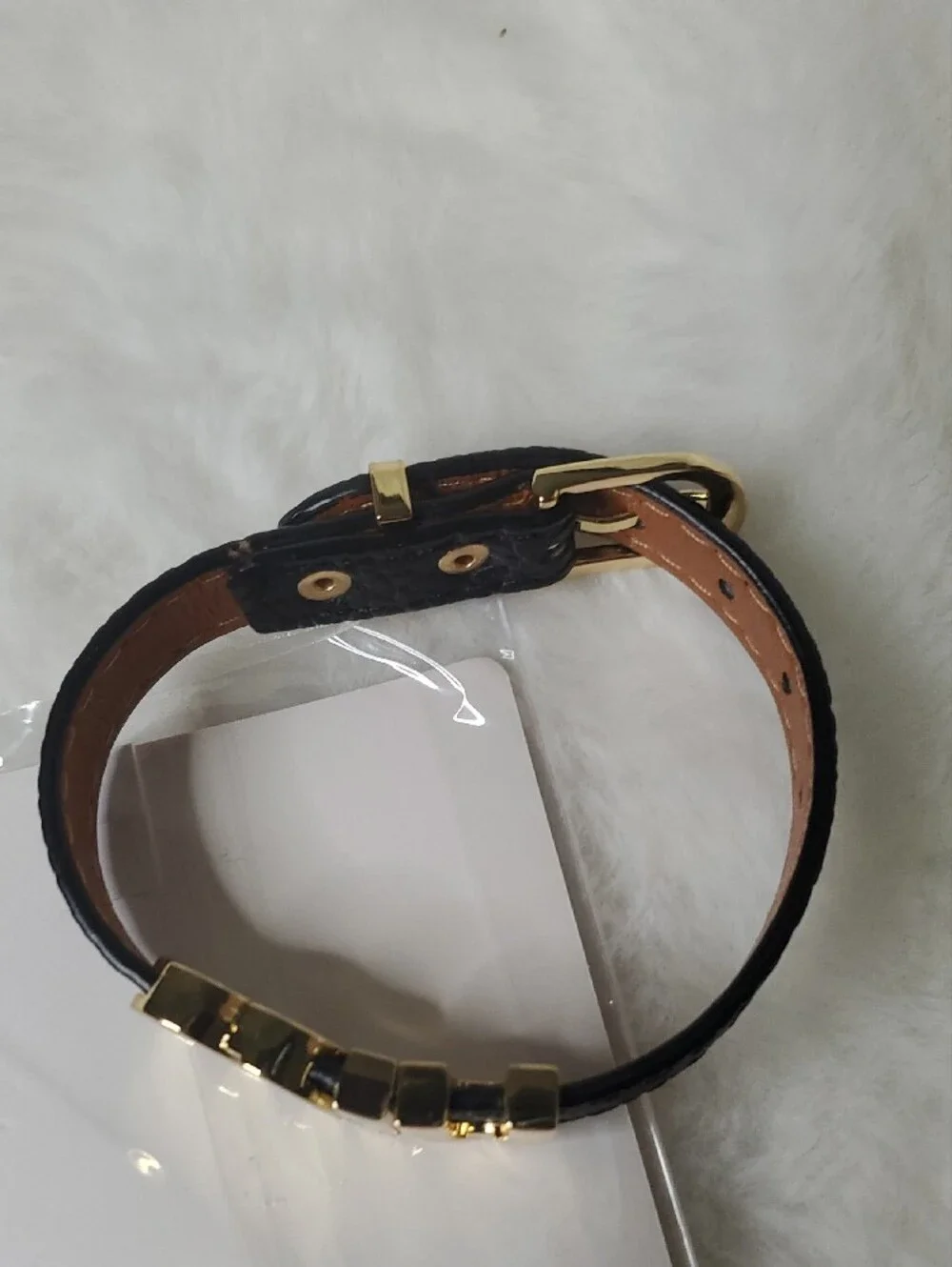 Black  Men's Bracelet with Gold Letter Accents